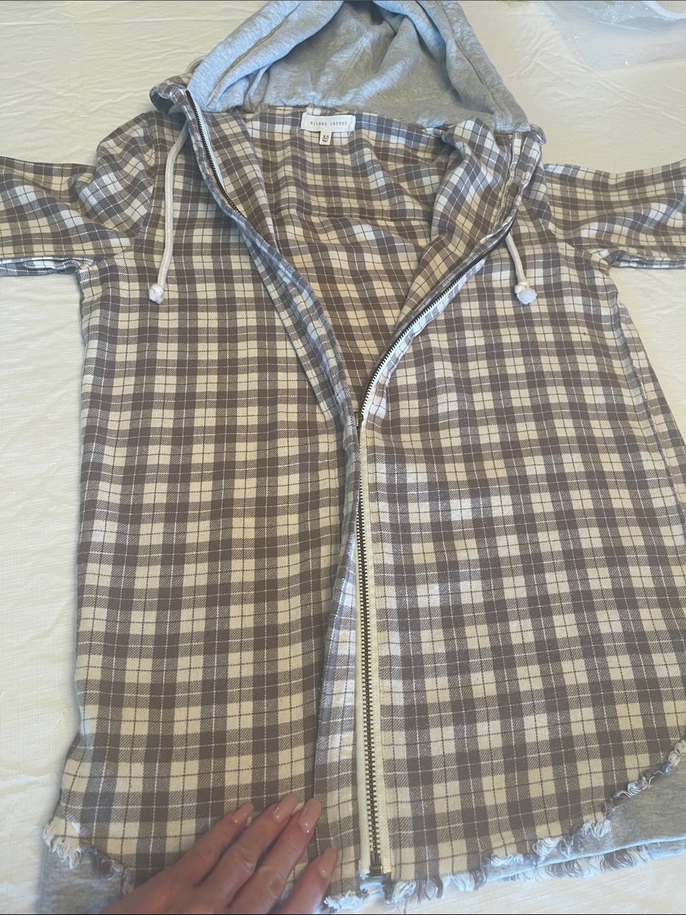 Gilded Intent Distressed Flannel Jacket with Hood EUC Size XS - Picture 11 of 14